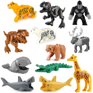Blocos De Construção De Animais Crocodilo Vaca Tubarão Pantera Negra Tigre Infantil Pequenas Partículas Montado Educacional
