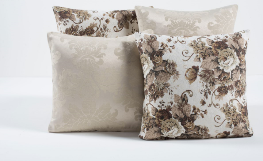 4 Capas de Almofadas Decor Lovers Palha e Floral Tabaco