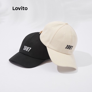 Lovito Boné De Beisebol Com Letras Casuais Bordado L23LD246 (Preto/Branco)