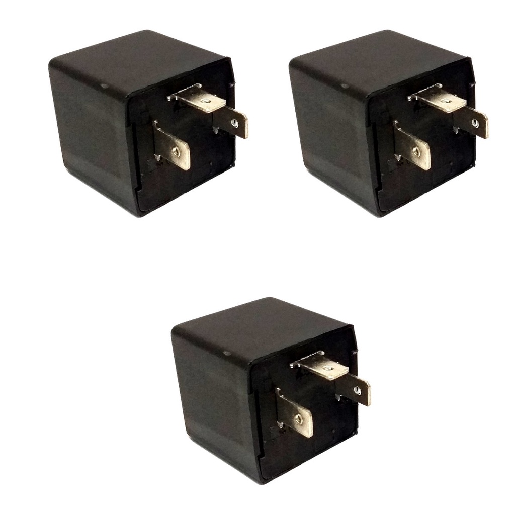 Kit 3 Reles Universal Auxiliar Seta 3 Terminais Quadrado Mini Pisca Sem Suporte Para Fixação Trp 107000 Moto Carro