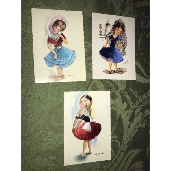 lote de 3 cartões postais bordado da Espanha post card cartão postal