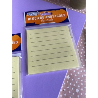 Bloco De Notas Adesivo 76x76mm Com 1 Bloco De 50 Folhas Amarelo Pautado