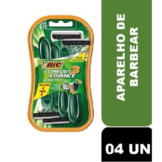 Aparelho de Barbear BIC Comfort 3 Advance Sensitive Pele Sensível com 04 unidades