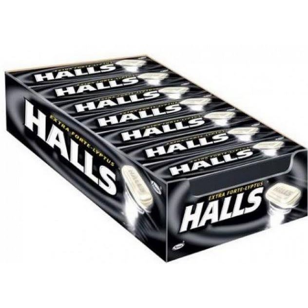 Halls preto caixa com 21 unidades