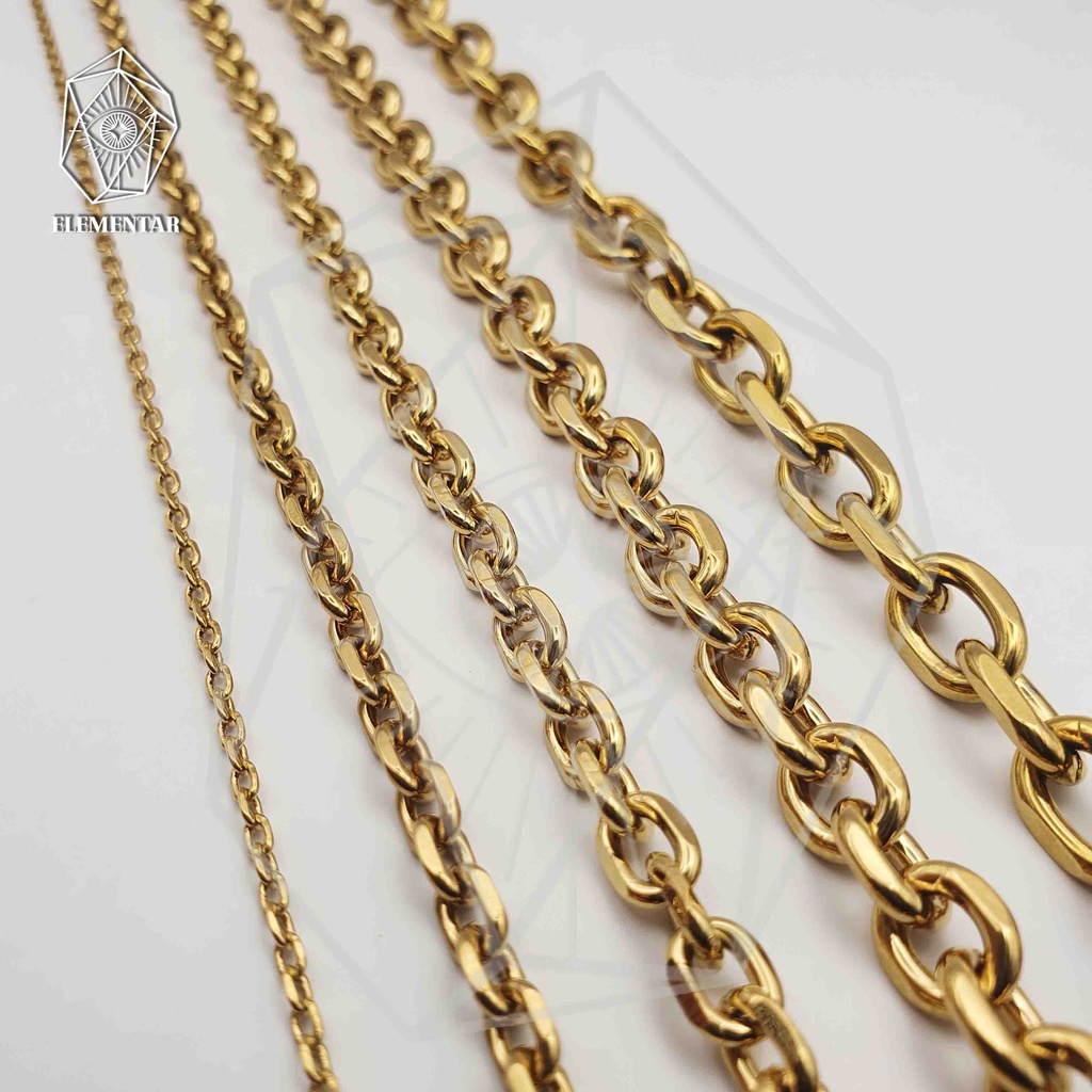 Cordão Corrente Cartier Cadeado 60cm x 2mm / 4mm / 5mm / 7mm / 8mm dourada Aço Inoxidável