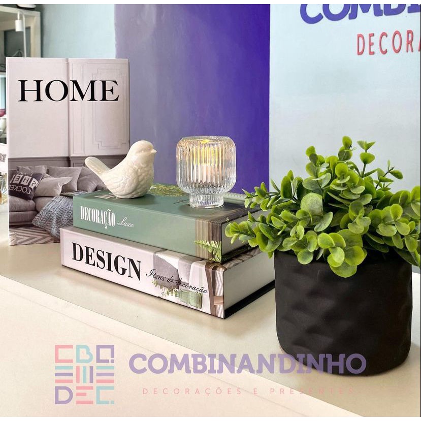 Conjunto Caixa Porta Objetos/Livro Fake Decorativo Com 3 Peças