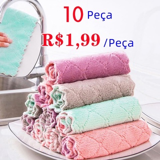 10 Peça Pano De Prato, Pano De Limpeza De Cozinha Multiuso De Microfibra, Pano De Pia