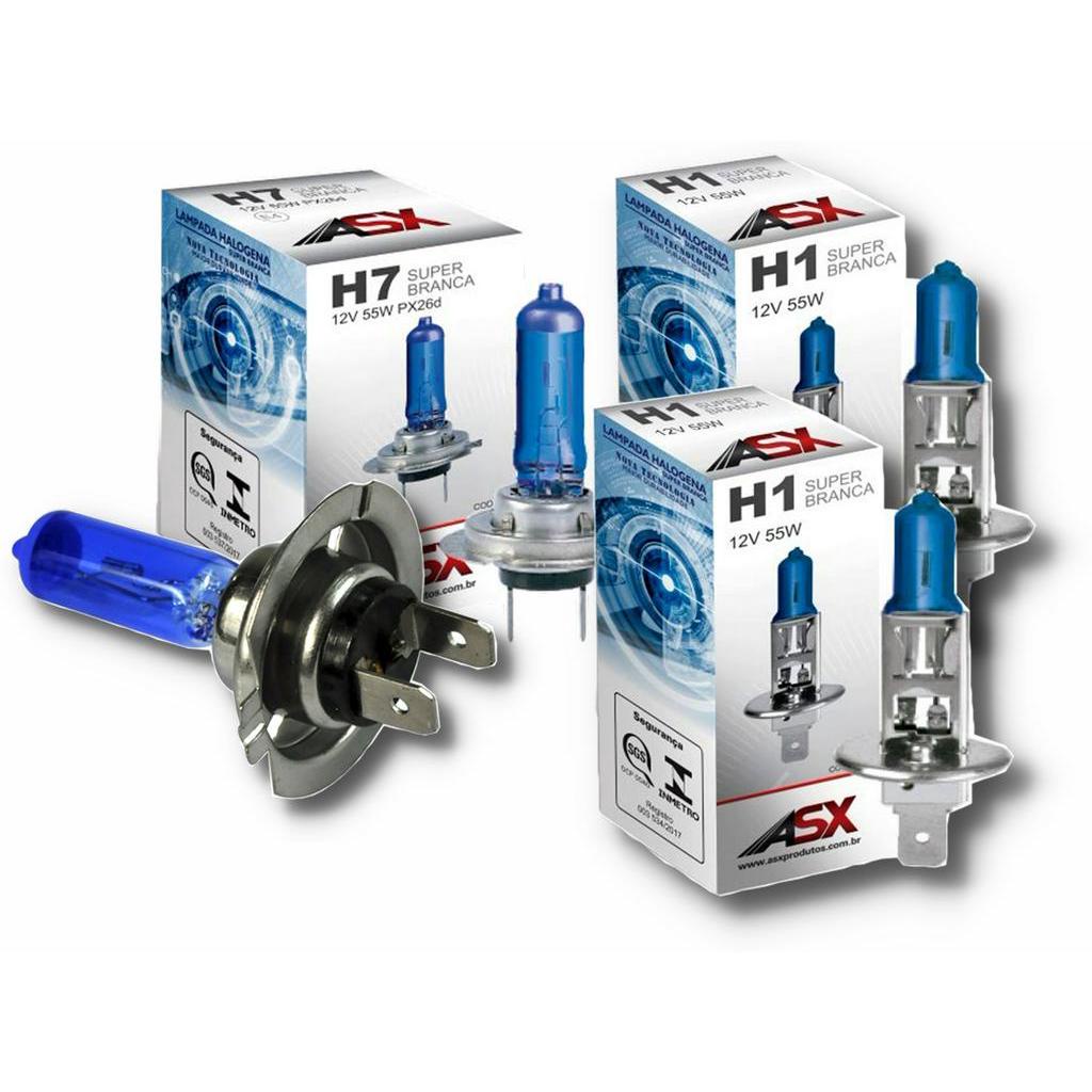 Lampada super branco H1 H7 4500k 55w 2 Pares 12v Asx Halogena em Oferta na Shopee