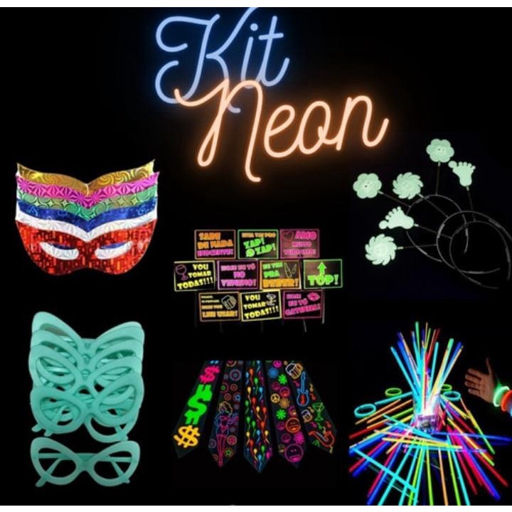 Kit Balada Neon 160 Itens Para Festa Acessorios Variados