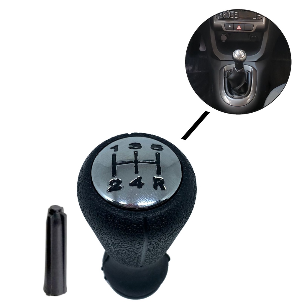 Manopla Bola Cambio Marcha + Bucha Citroen C3 C4 Todos Peugeot 207 208 307 308 406 Preta e Cromado