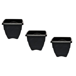 Kit 4Und Vaso Quadrado Preto M de 5.5L  Horta Planta Casa Jardim