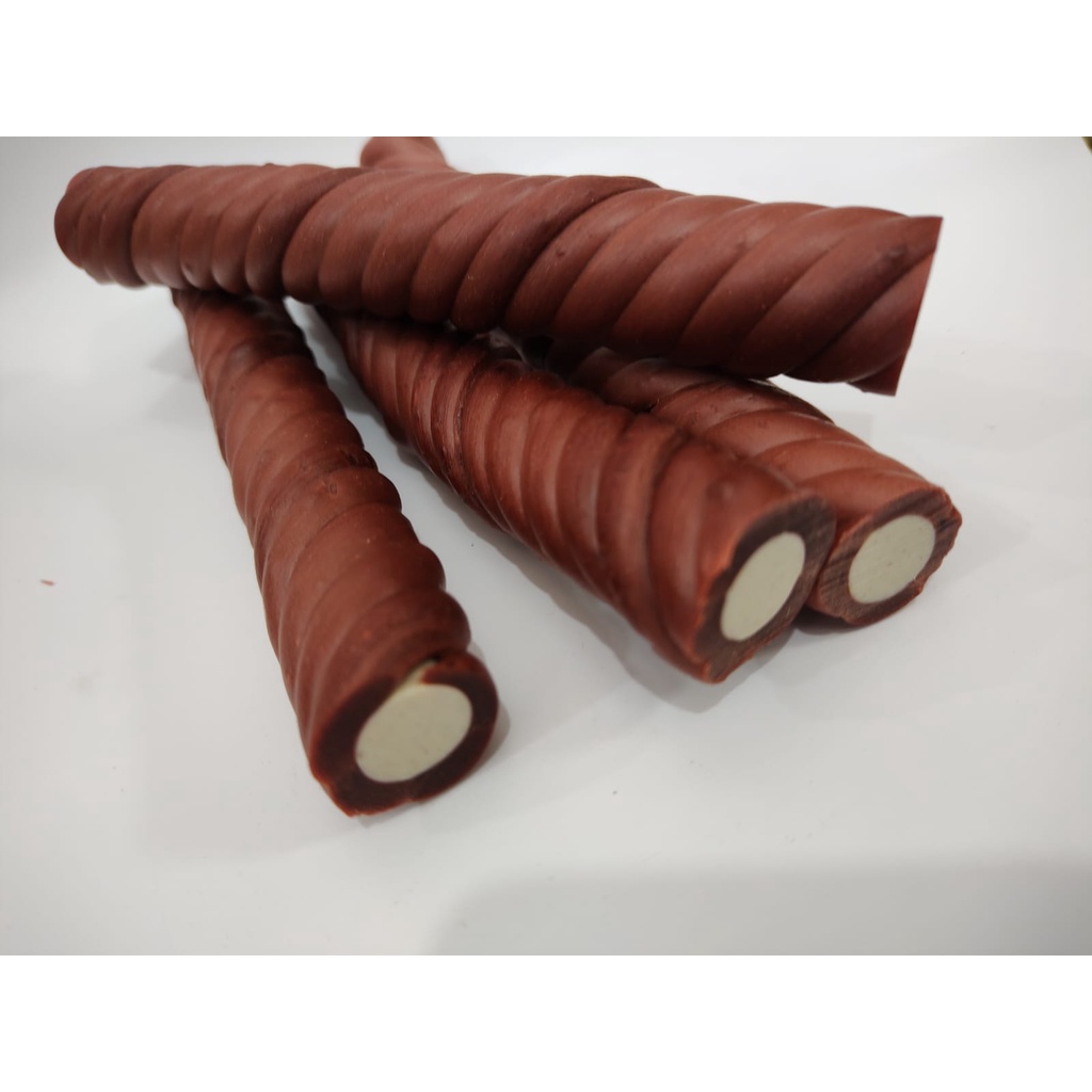 Petisco pet para cães osso macio Flex Tubete sabor chocolate comestível - 4 unidades