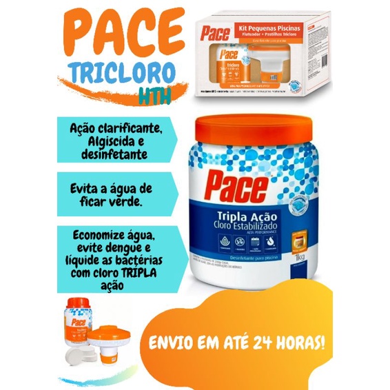 Flutuador para piscinas Clorador + Pote de cloro PACE 500g.