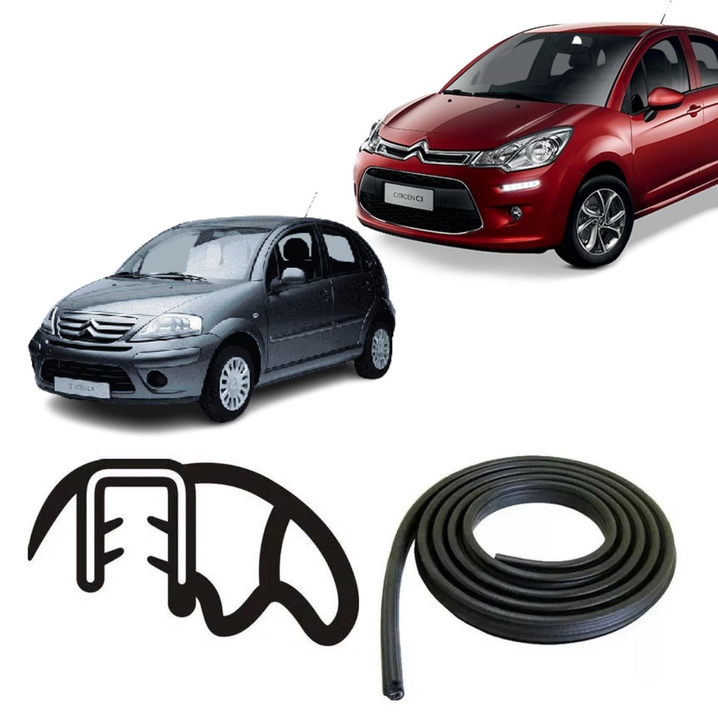 BORRACHA DE PORTA TRASEIRA PRETA ESTRIADA CITROEN C3 em Oferta na Shopee