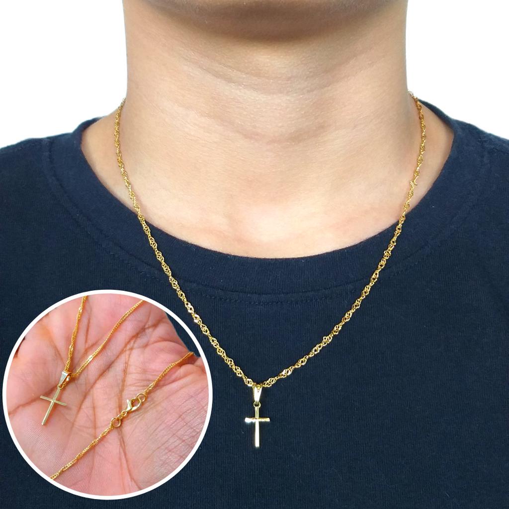 Cordão Corrente Menino Banhado Ouro 18k Pingente Cruz Top em Oferta na Shopee