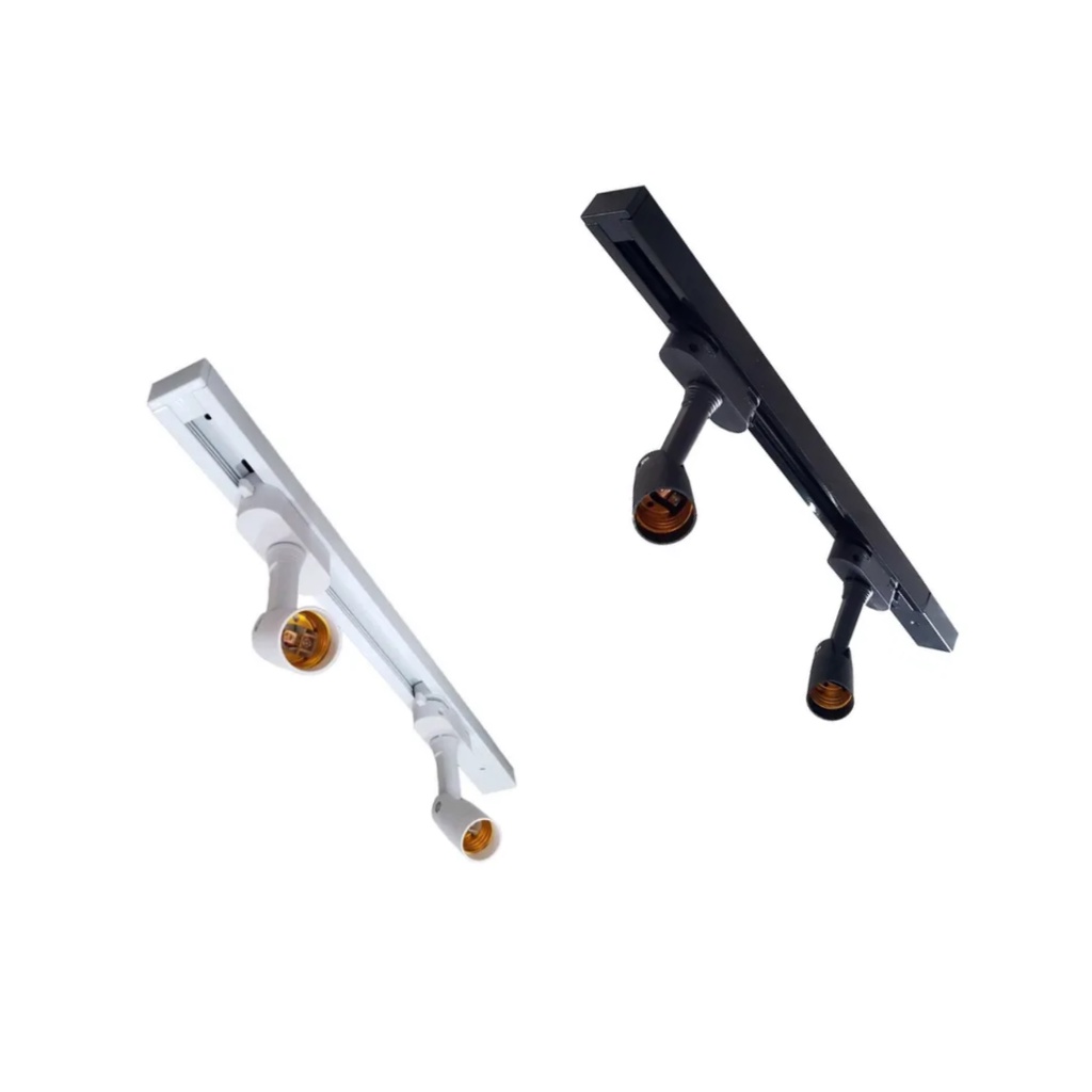 Trilho Eletrificado 50 Cm + 2 Spots Soquete E27 Bivolt em Oferta na Shopee