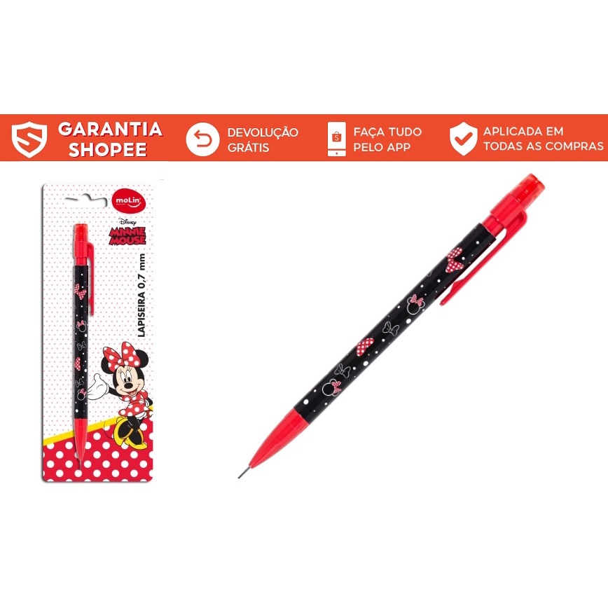 Lapiseira Minnie Mouse Mb 0,7 Mm C/ Borracha - Molin