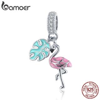 Bamoer Charme Prata Esterlina 925 flamingo Projeto Bead Para Colar Pulseira DIY Acessórios De Moda BSC277