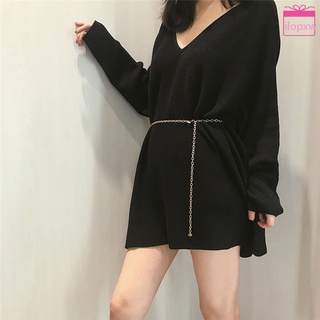 Cinto Feminino Estilo Retrô , Corrente De Metal Dourado