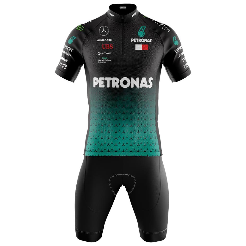Conjunto Masculino Ciclismo MTB Petronas preto Forro em espuma