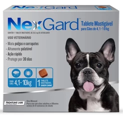 Antipulgas e Carrapatos NexGard 28,3 mg para Cães de 4,1 a 10 Kg Caixa com 1 comprimido