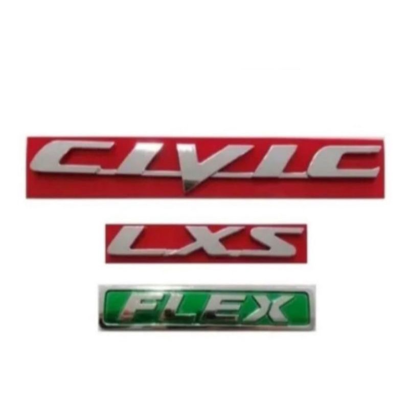 emblema letreiro linha Honda Civic LXS cromado mais flex em metal 3 peças ano 2007 até 2011 Honda New Civic
