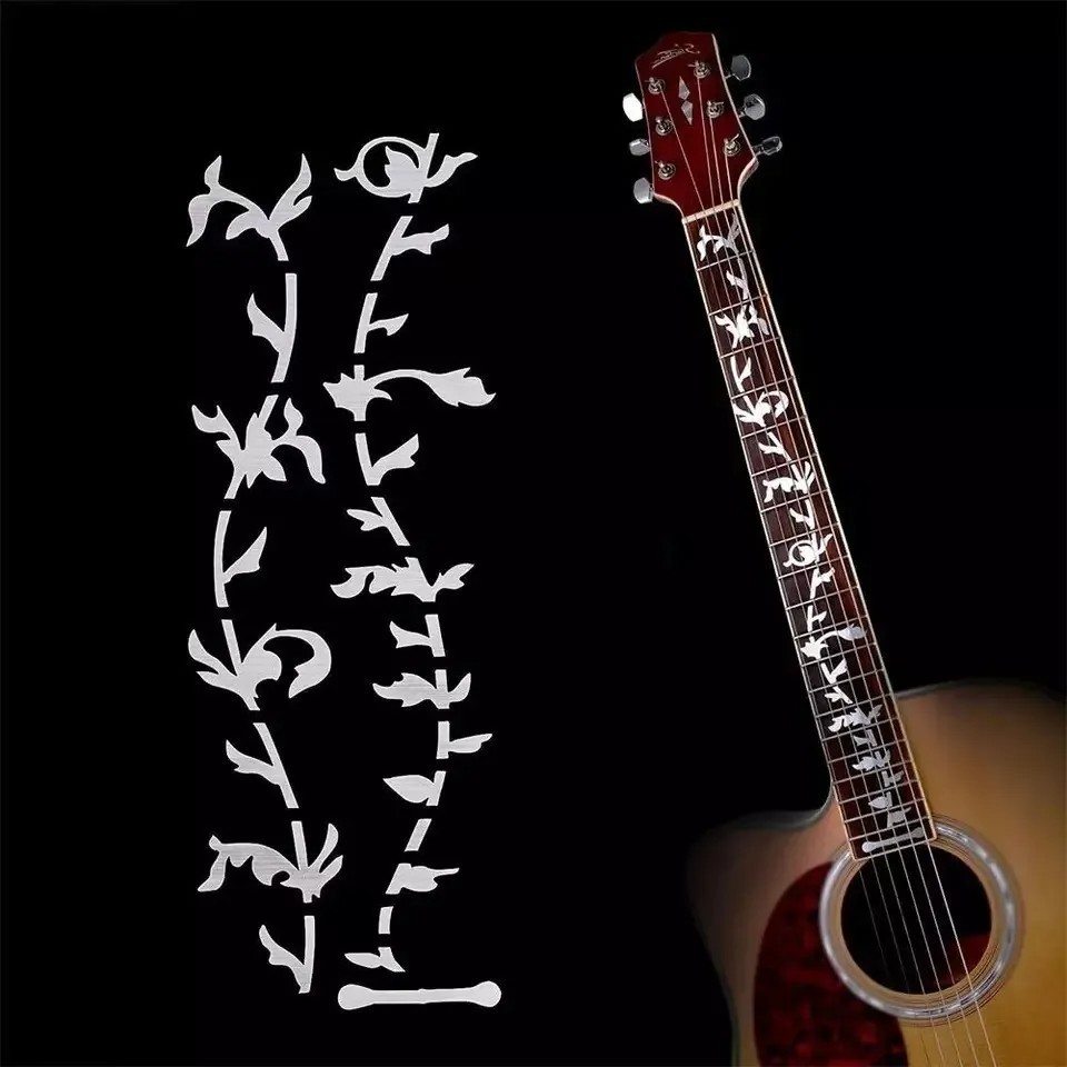 Adesivo Marcador De Escala Prata Floral Para Violão/guitarra