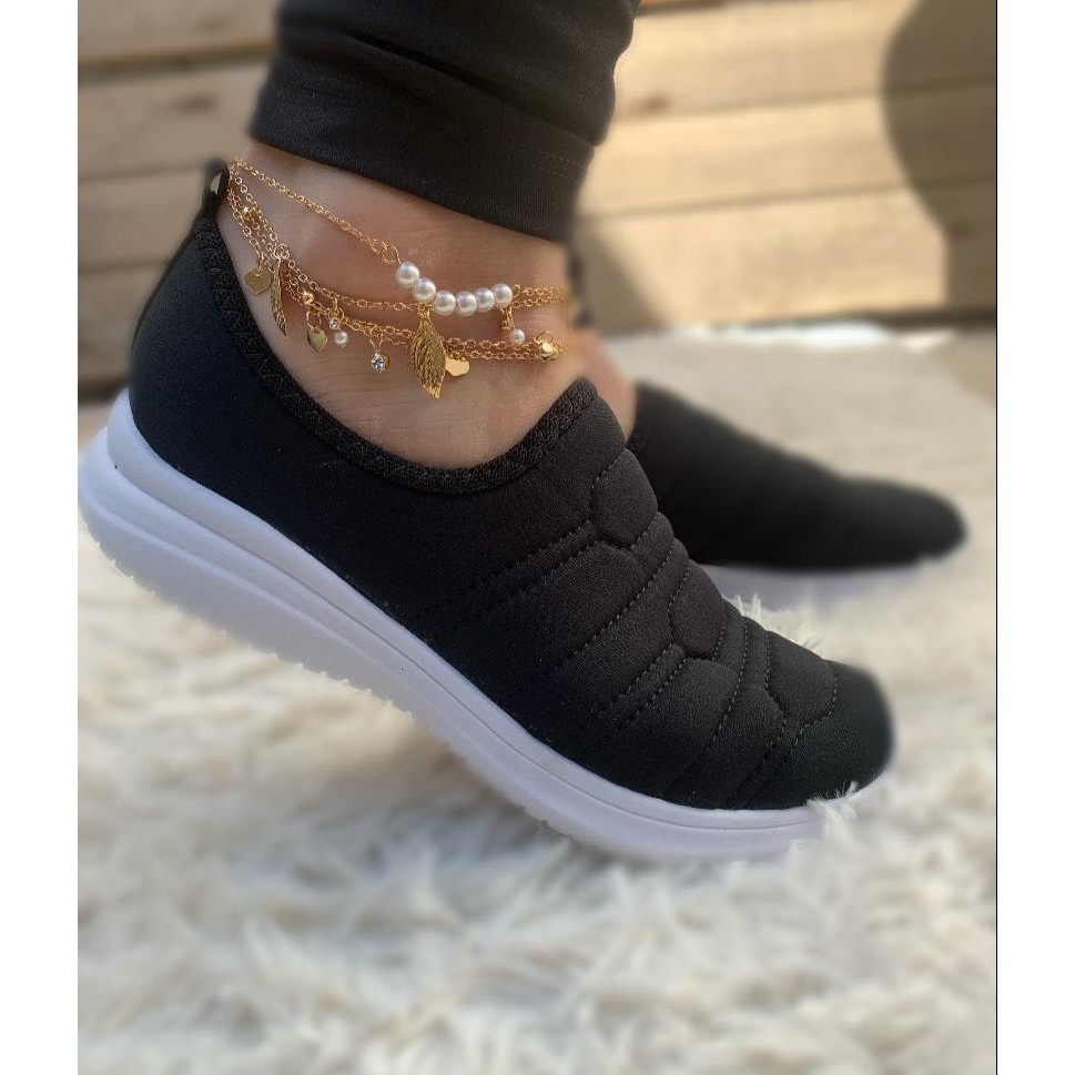 Tênis Meia Feminino Slip On Calce Fácil Leve Confortável Casual Academia Moda Elástico Lindo Barato