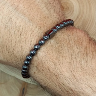 Pulseira Hematita (detalhe quadrado) Black Friday - Preço de fábrica Premium