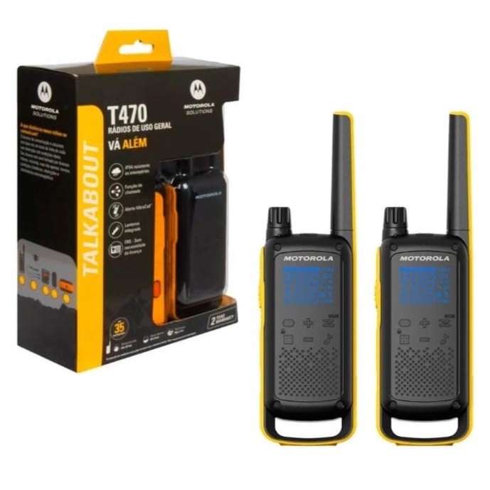 Kit 2 Rádios Comunicador Até 56km Talkabout Motorola T470 Walktalka