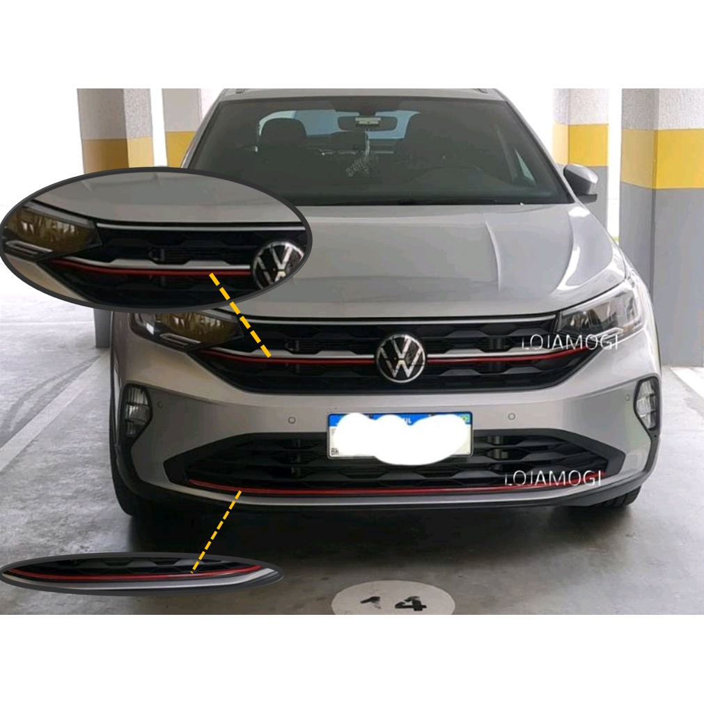 Kit Nivus Friso Aplique Vermelho Grade + Parachoque Sport Vw
