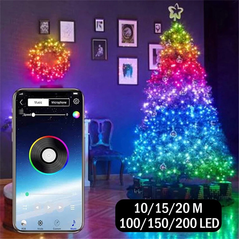 Cordão De Luzes LED Para Decoração De Árvore De Natal / Controle APP /  Claro LED Para Decoração De Árvore De Natal / Festas / Casamentos | Shopee  Brasil