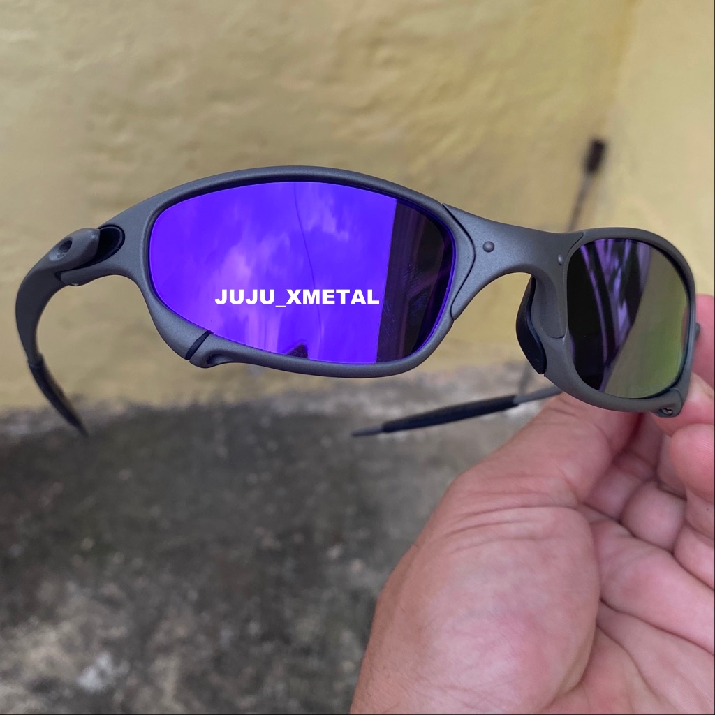 Óculos de Sol Juliet X Metal Lente Preta Borracha Branca