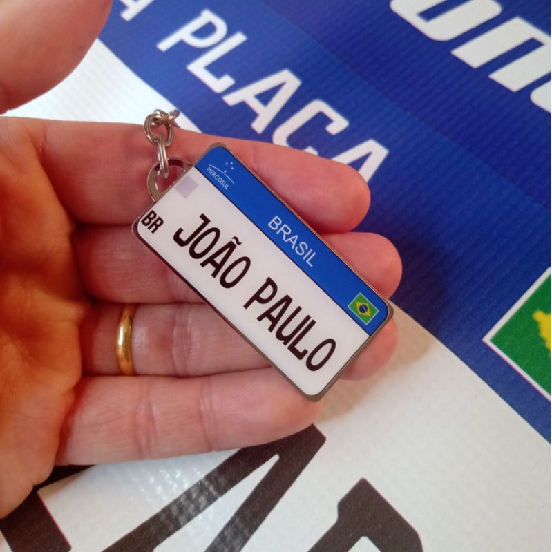 Chaveiro Nome frente e verso Personalizado Mercosul.