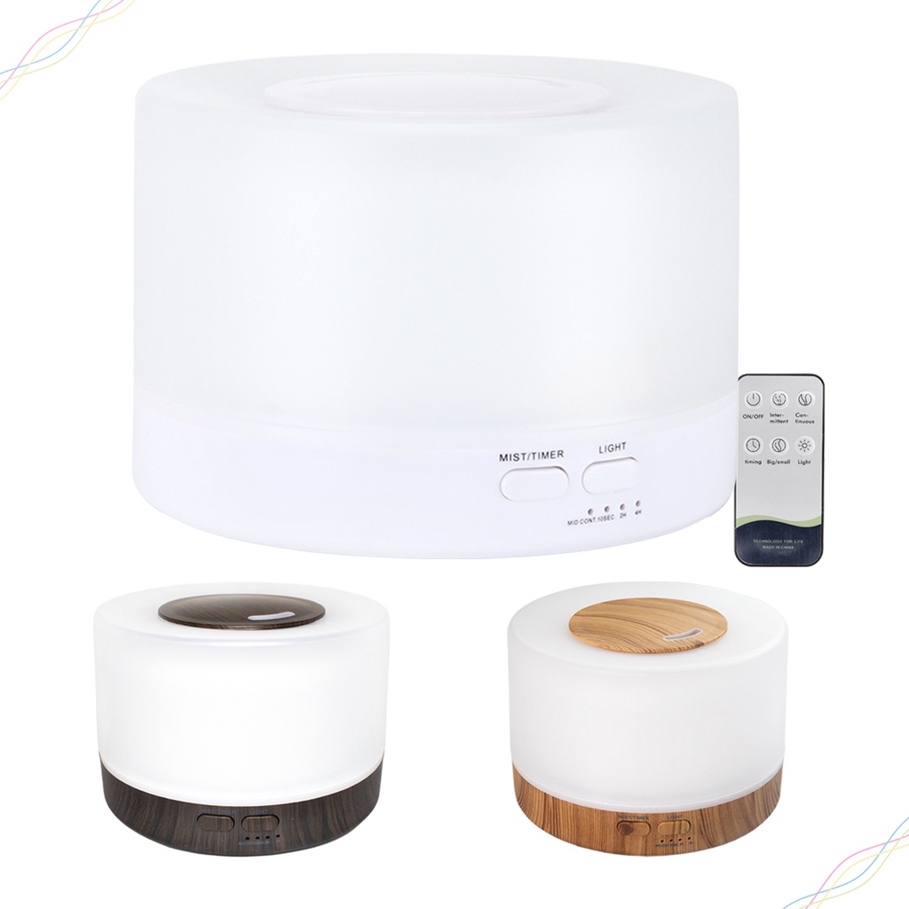 Difusor De Aroma Elétrico 500ml Led 7 Cores + Controle Remoto - 500ml - Estampa Madeira