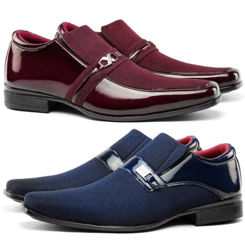 Kit 2 Pares Sapato Social Verniz Casual de Couro Elegante e Macio em Oferta na Shopee