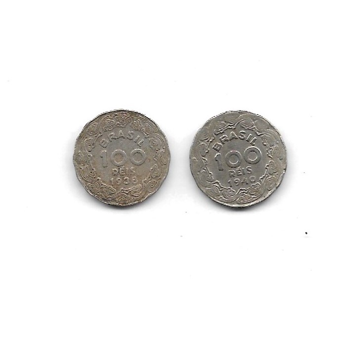Lote 2 Moeda 100 Réis 1938 1940 Getúlio Vargas Antiga Moedas