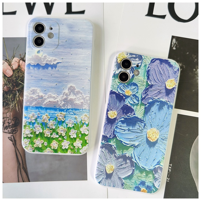 Pintura A Óleo Nuvens Brancas Caso Samsung M32 A03S M12 A22 A82 M20 A72 A52 A42 A32 A01 A02 M02 A32 A12 A02S A51 A71 A11
