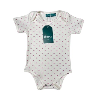 Roupa de Bebê Body Coração Suedine - 100% Algodão
