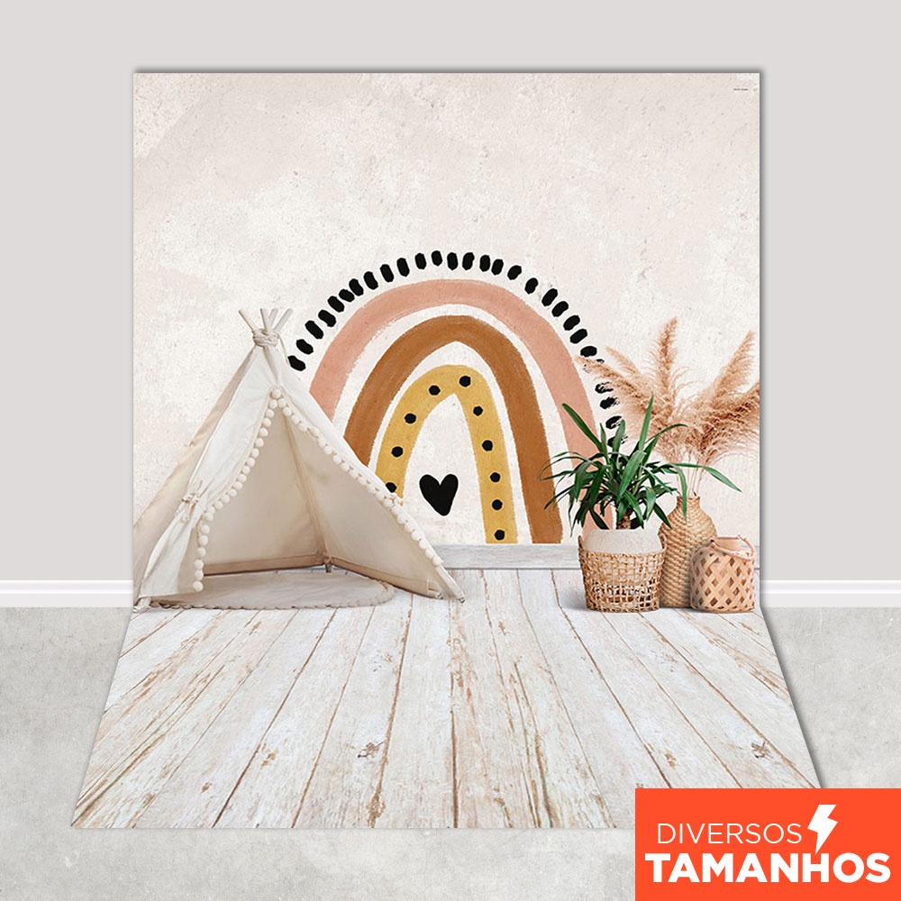 Fundo Fotográfico Dia das Crianças Cenário Arco-Íris Boho Painel Em Tecido Sublimado - FFA-472 em Oferta na Shopee