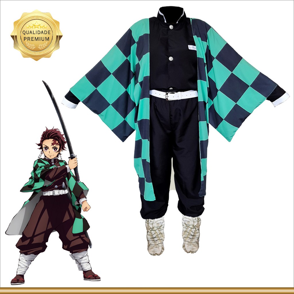 Cosplay Tanjiro Kamado 5 Peças Demon Slayer - Fantasia Kimetsu No Yaiba