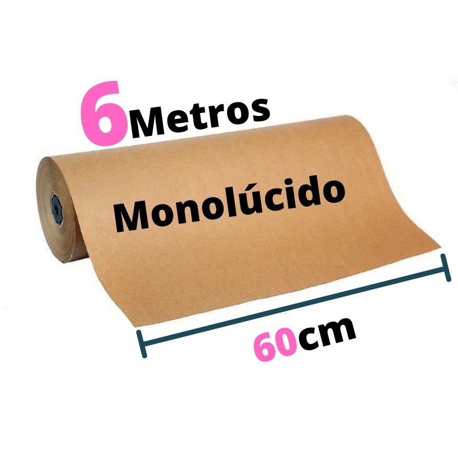 Papel Kraft 80g Com 60cm De Largura X 6 Metros De Comprimento Para Embalagem Monolúcido 0905