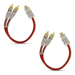 2 Cabos Y Rca Blindado Techone 2 Machos Vermelho Blindados