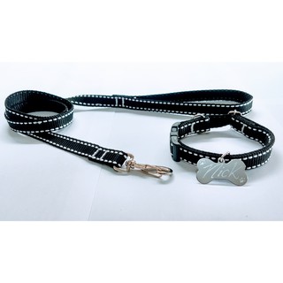 Coleira Para Cães ou Gatos com Guia + Plaquinha de Identificação Gravada