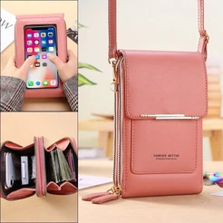 CHENXIAOHONG Bolsa Feminina Touch Screen Antifurto para Celular com Porta-Cartão e Alça de Ombro Crossbody