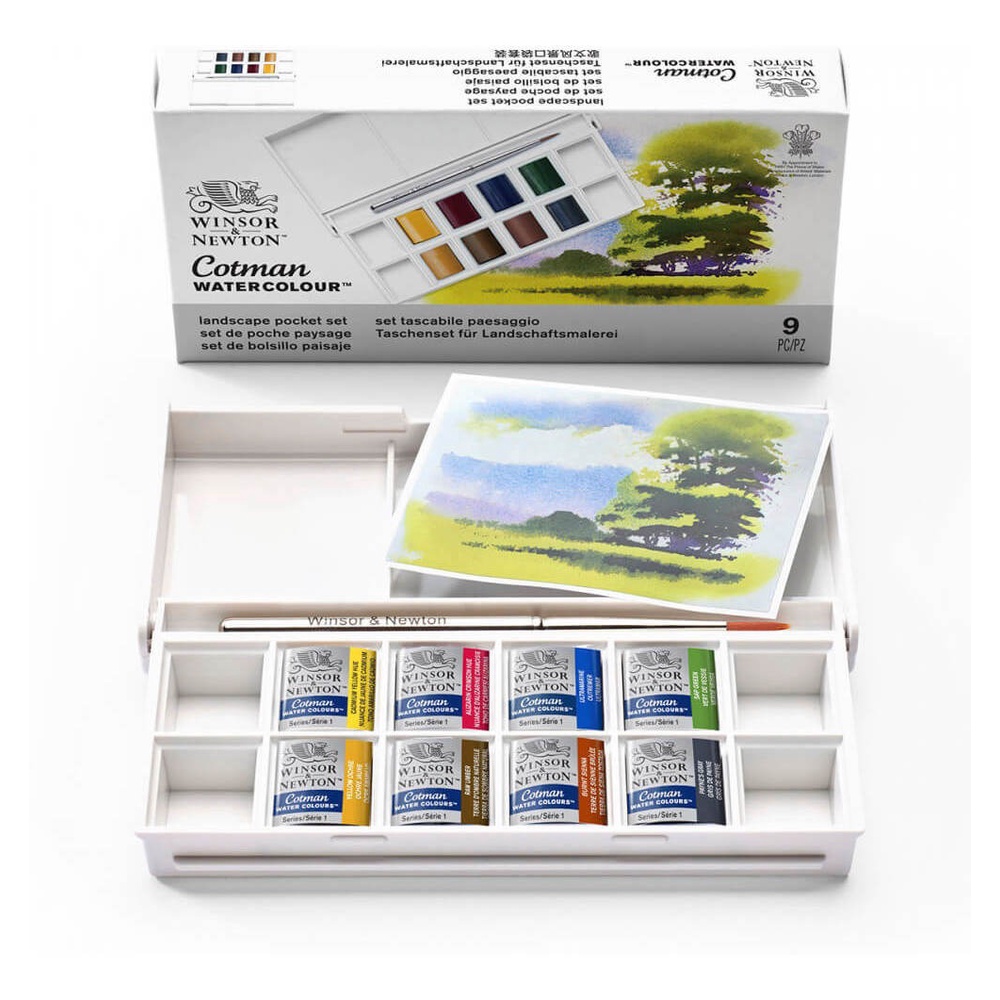 Tinta Aquarela Pastilha Winsor Cotman 8 Cores Landscape