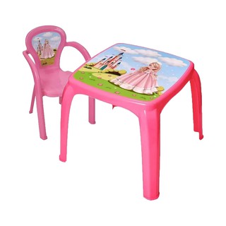 Mesa Infantil Com Uma Cadeira Decoração De Princesa - Usual Brinquedos em Oferta na Shopee