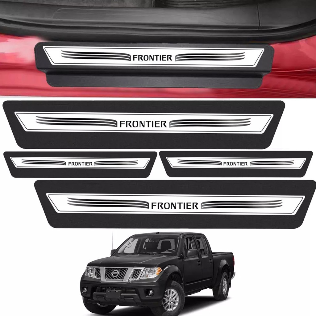 Kit 8 Peças Adesivo Soleira Porta Frontier 2008 A 2018 - Prata