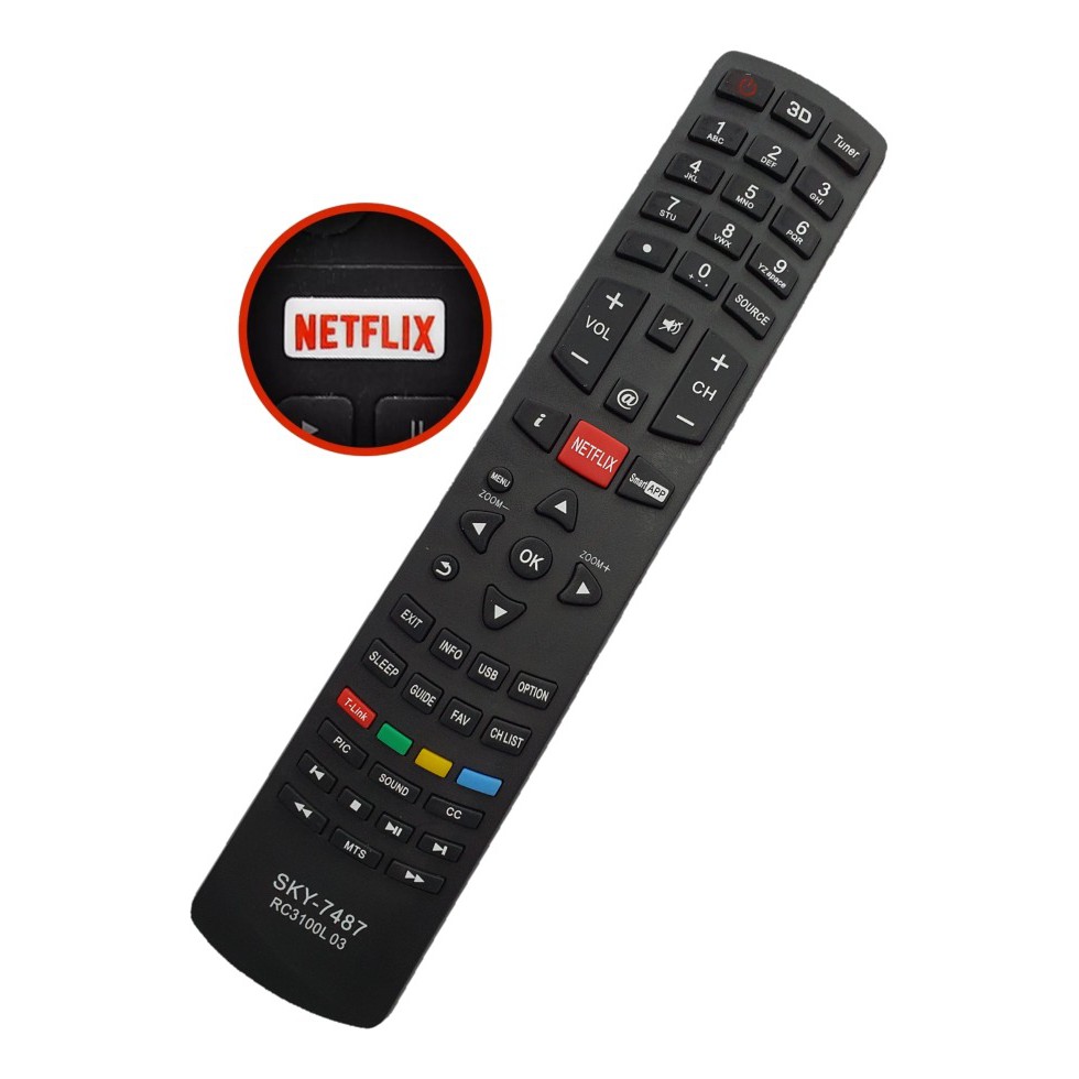 Controle Remoto de tv para Philco led Smart Com Netflix 3d Rc3100l03