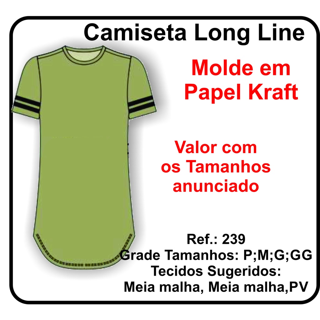 Ref. 239 Molde Camiseta Long Line Masc